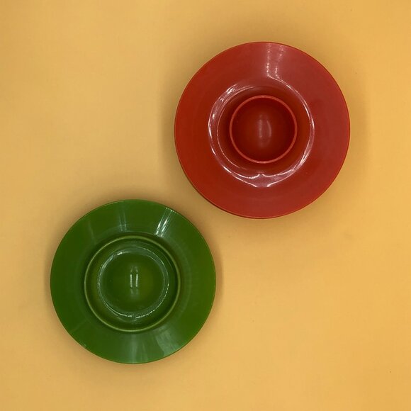 Vintage set of 6 egg cups green yellow red stackable - 0020RI - Picture 2 of 3